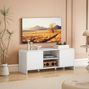 TV stand for TVs up to 55 inches with 2 cupboards and 2 shelves, white