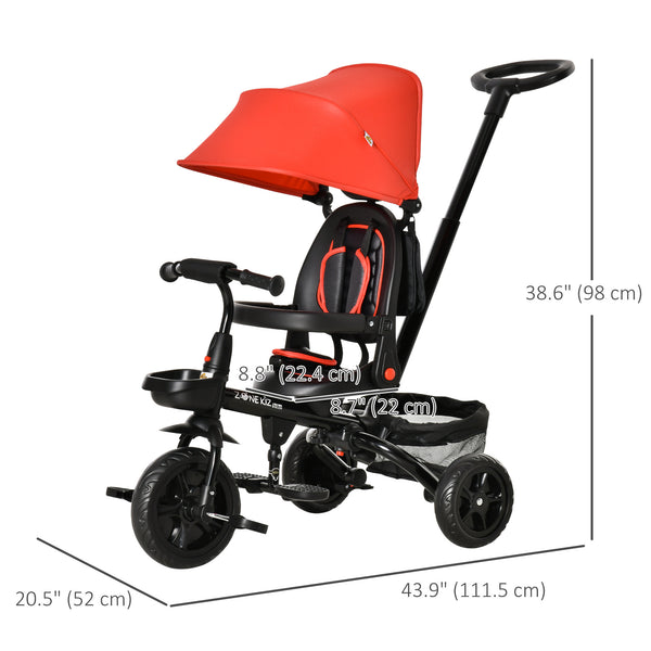 4 in 1 Tricycle with Reversible Angle Adjustable Seat, Red
