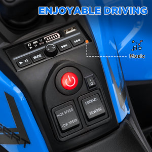 Kids ATV, 12V Battery Powered Electric Toy with Spring Suspension, Storage Basket, High &amp; Low Speed, Blue