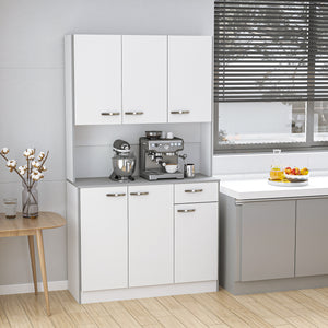 Modern sideboard with storage cupboards, drawer, open space for microwave, white