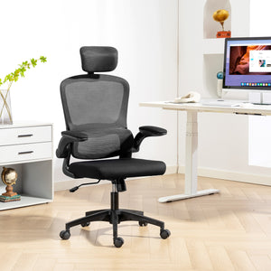 Ergonomic mesh office chair with lumbar support, black