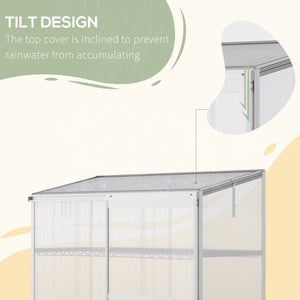 Aluminium cold frame greenhouse, raised protection for planters with a retractable roof