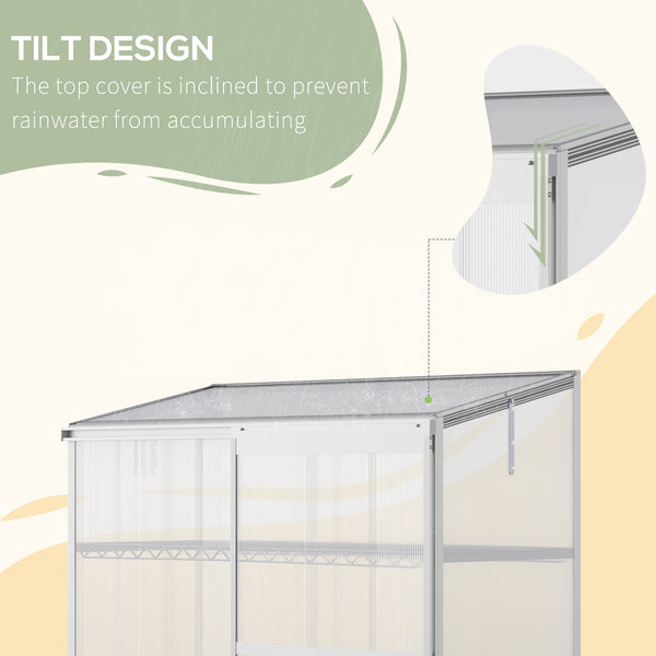 Aluminium cold frame greenhouse, raised protection for planters with a retractable roof