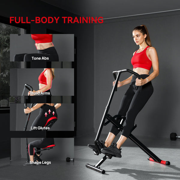 Foldable squat machine for full-body workout with adjustable seat