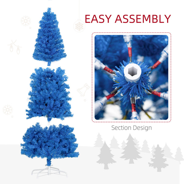 6ft Blue Artificial Christmas Tree with Automatic Opening