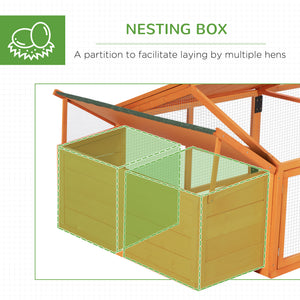 Coop with nesting box, wooden roof and side door for 4 to 8 chickens