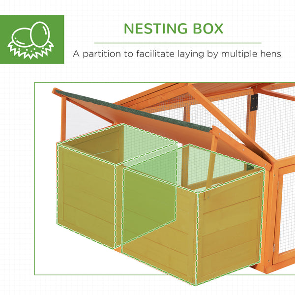 Coop with nesting box, wooden roof and side door for 4 to 8 chickens