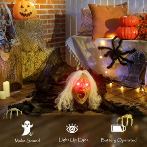 72-inch Life-Size Animated Crawling Zombie with Light-Up LED Eyes
