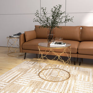 Set of 2 nesting coffee tables in gold tempered glass