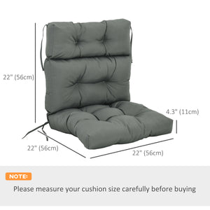 Replacement Cushion for Outdoor Patio Chair, Tufted Cushion with Thick Filling and Rope Ties, Dark Grey