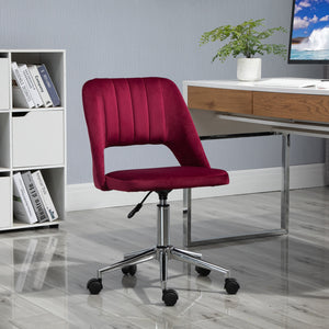 Red velvet mid-back office chair