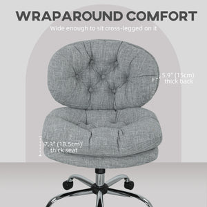 Office chair without armrests, wide and padded seat, grey