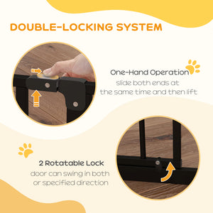 Pet barrier with door and double locking system, black
