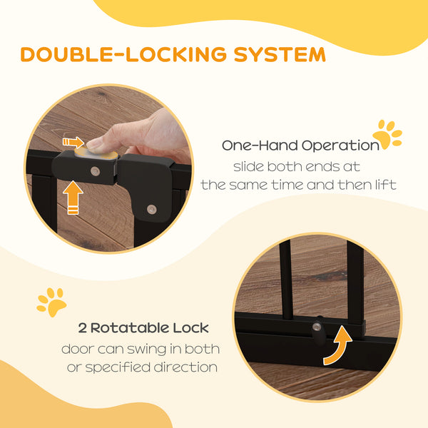 Pet barrier with door and double locking system, black