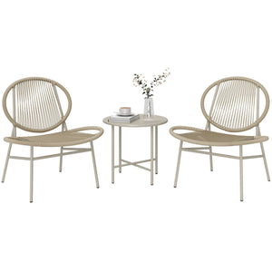 Rattan Bistro Set, 3 Piece Garden Furniture Set, Light Grey