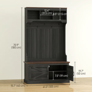3-in-1 Hallway Unit with Bench, Aged Black