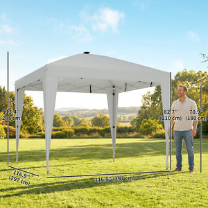 10 x 10 Pop-Up Canopy with Center Light, UPF 50+ Protection, Remote Control, Light Gray