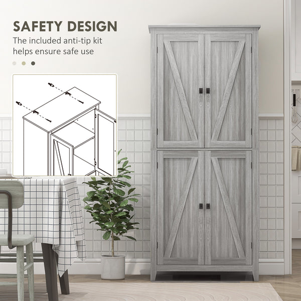 Storage unit with doors and shelves, gray