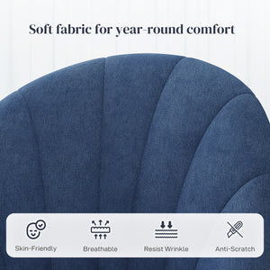 Set of 4 modern upholstered chairs with metal legs, blue