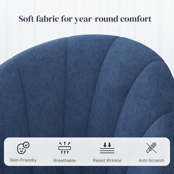 Set of 4 modern upholstered chairs with metal legs, blue