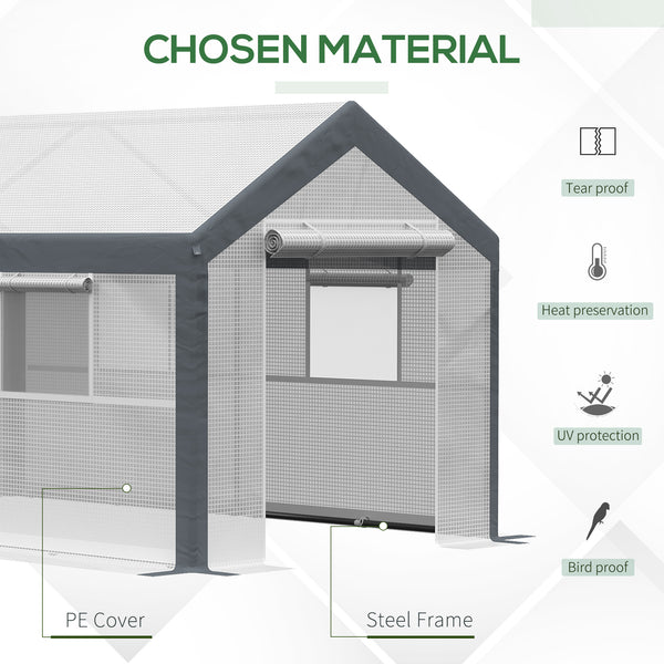 Sturdy, wind-resistant greenhouse with optimal ventilation, white