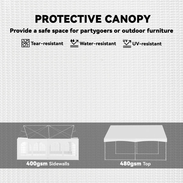 20' x 20' Heavy Duty Party Tent with Removable Window Sidewalls and Carry Bags