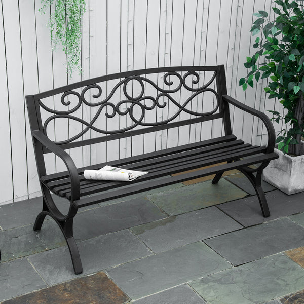 Antique-style 2-seater outdoor garden bench