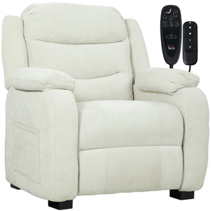 Massage Recliner Chair, Power Recliner with Quiet Brushless Motor, Remote, Pockets, 2 Memory Positions, Beige
