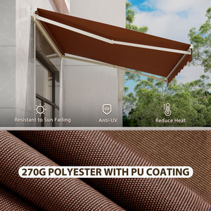 13' x 10' Electric Awning with Remote Control, Manual Crank and Aluminum Frame, Coffee