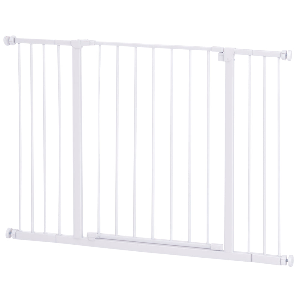 Pressure Fit Dog Gate Pet Barrier for stairs doorway, 29.9''- 42.1'' Width White