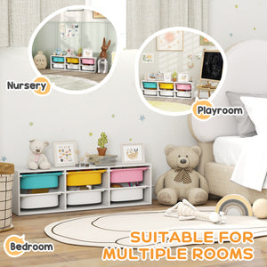 Toy storage with 6 removable plastic bins