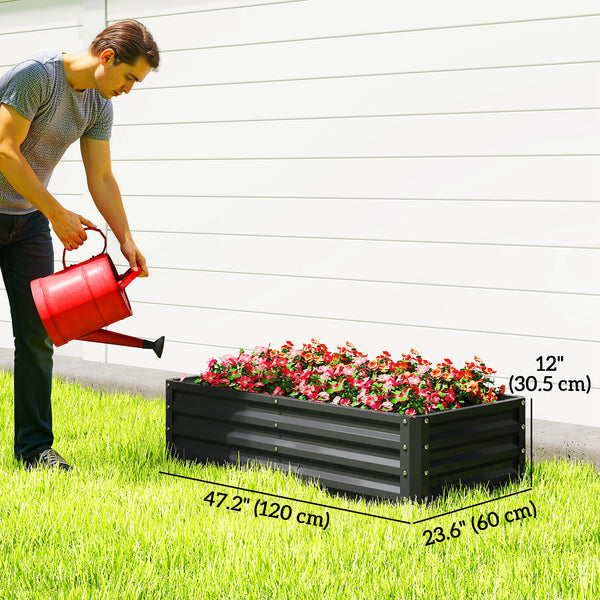 Galvanized raised planter, black 