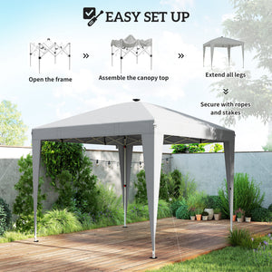 10 x 10 Pop-Up Canopy with Center Light, UPF 50+ Protection, Remote Control, Light Gray