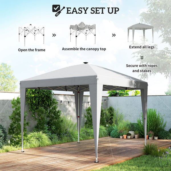 10 x 10 Pop-Up Canopy with Center Light, UPF 50+ Protection, Remote Control, Light Gray
