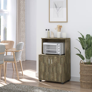 Microwave trolley on wheels, gray-brown