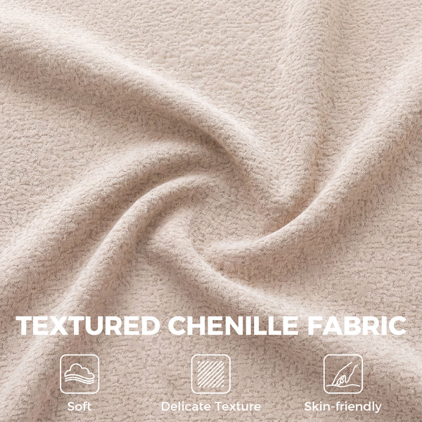 Beige chenille 3-seater sofa, 89"