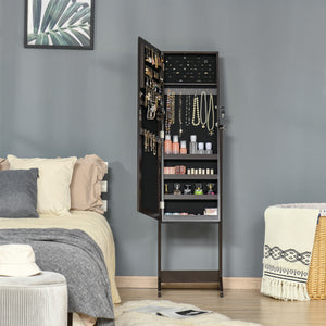 Jewelry cabinet with mirror, lockable, 3 adjustable angles, brown