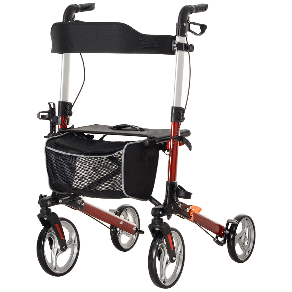 Lightweight folding walker with large red seat