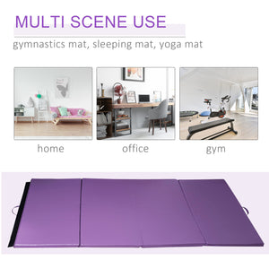 1.22m x 2.42m x 5cm Folding Gym Mat with Carry Handles, Purple