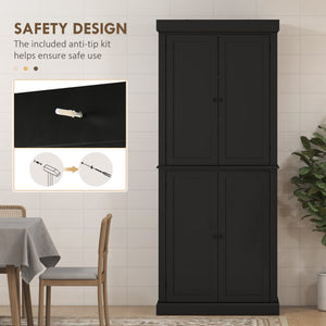 Kitchen cabinet with 4 doors, black