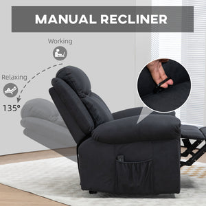 Manual recliner chair with vibration massage, black