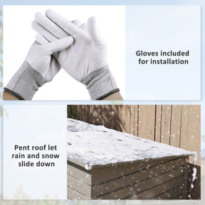 Galvanized metal garden shed with double doors and 2 vents, light grey