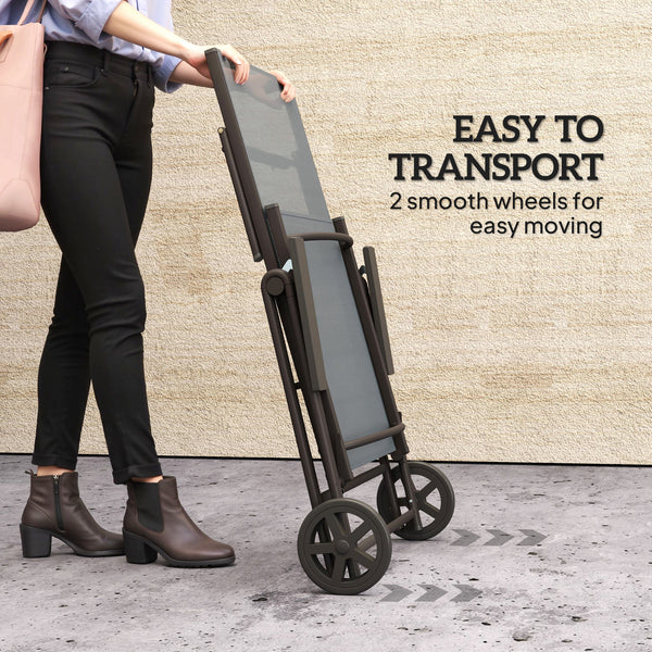 5-level adjustable outdoor lounge chair with 2 casters, gray