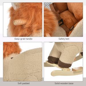 Rocking Lion with Sound and Seat Belt, Brown