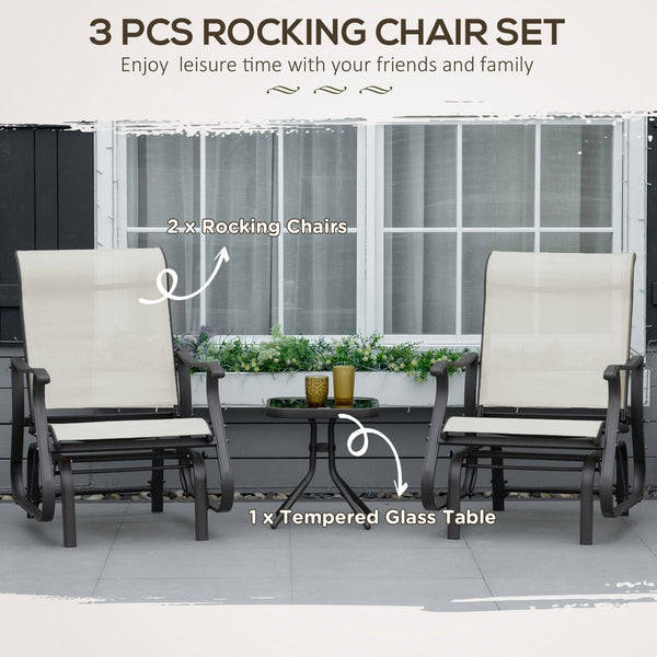 3-piece rocking bistro set, cream white