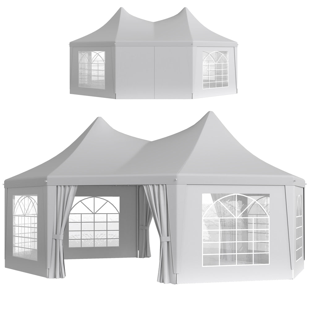 16' x 22' Wedding Event Party Tent High Peak Octagonal Outdoor Gazebo Canopy with Removable Walls White