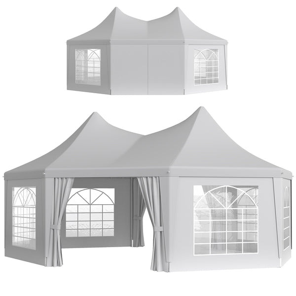 16' x 22' Wedding Event Party Tent High Peak Octagonal Outdoor Gazebo Canopy with Removable Walls White