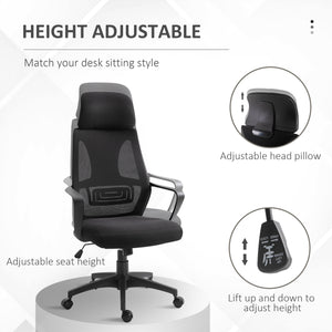Ergonomic Mesh Office Chair with Adjustable Headrest, Black