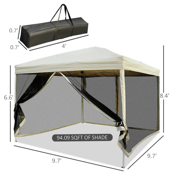 10' x 10' Pop-up Tent with Breathable Mesh Sidewalls and Carry Bag