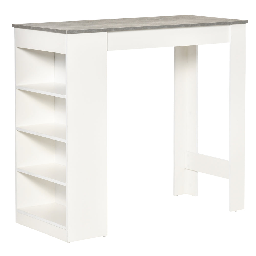 Bar table with 4 storage shelves, grey